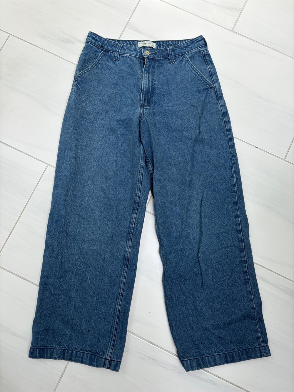 Abercrombie & Fitch Mid-rise Curve Love Wide-Leg Denim Jeans